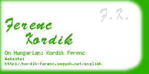 ferenc kordik business card